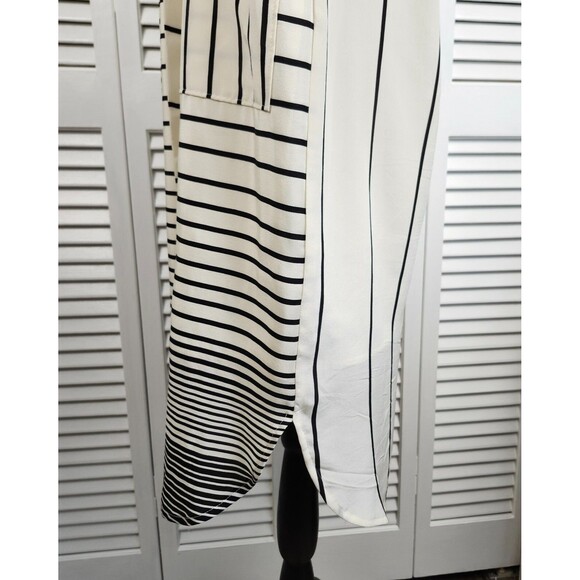 Broadway & Broome Ivory 100 % Silk Striped Dress Size 4 - Chic 2025 Trend - Picture 4 of 13